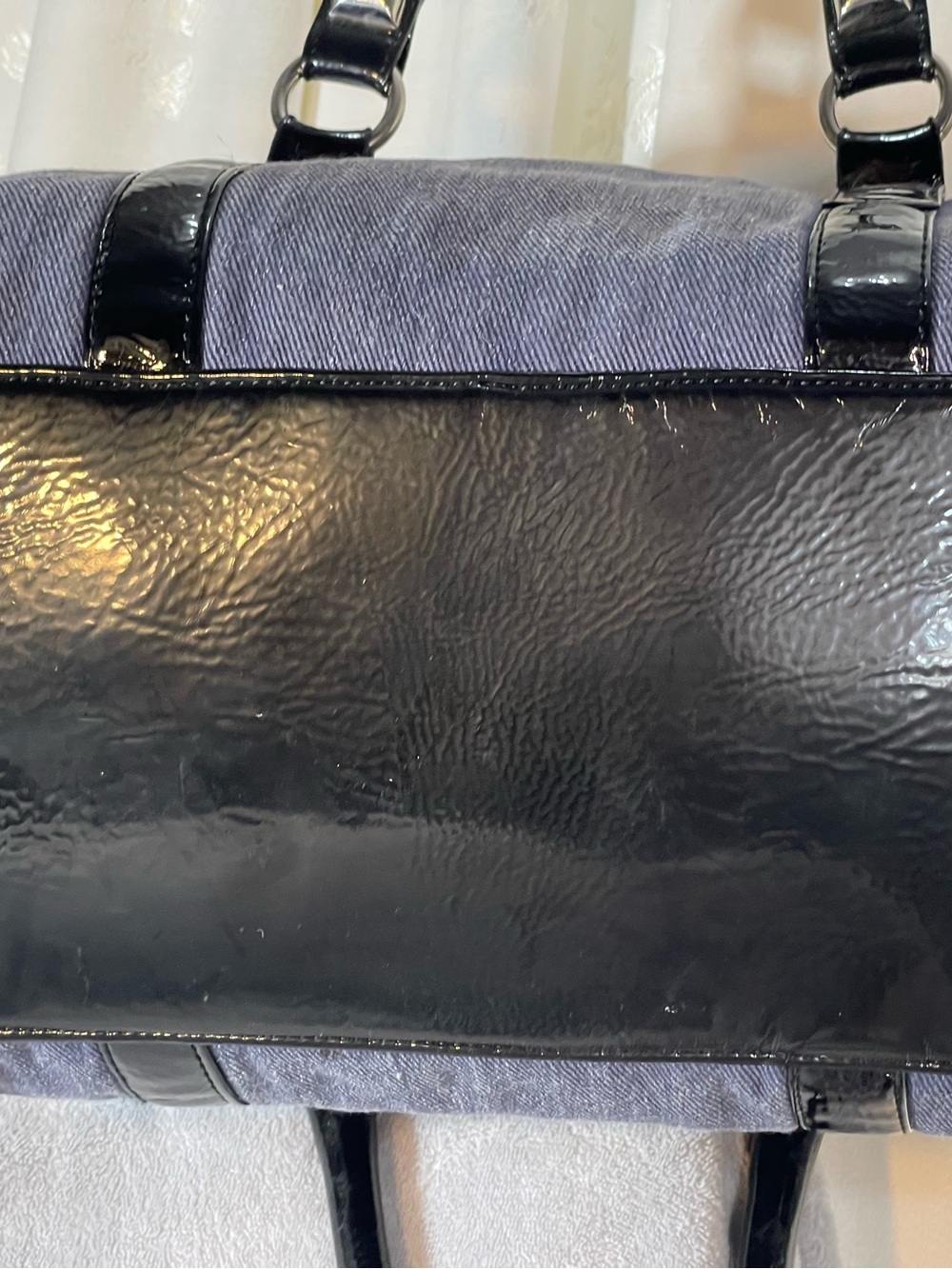 BetseyJohnson Studded Denim Barrel Bag with Patent Trim - Picture 11 of 16